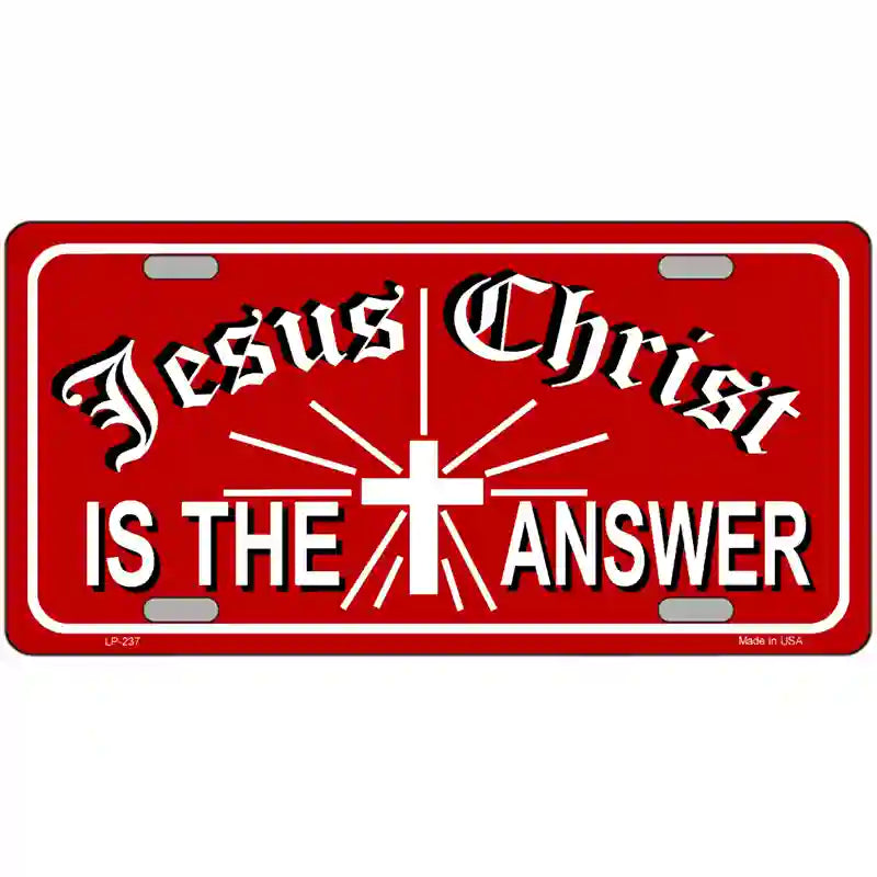 Jesus Christ Is The Answer Metal Novelty License Plate 24" x 12" (LLP)