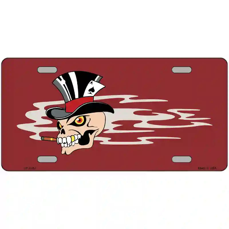 Smokin Joker Top Hat Skull Offset Metal Novelty License Plate 24" x 12" (LLP)