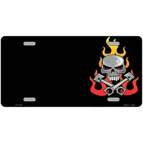 Gear Head Skull Offset Metal Novelty License Plate 24" x 12" (LLP)