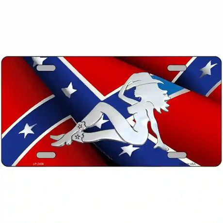 Rebel Flag Mudflap Cowgirl Metal Novelty License Plate 24" x 12" (LLP)