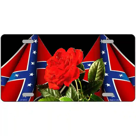 Rebel Rose Metal Novelty License Plate 24" x 12" (LLP)