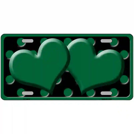 Green Black Polka Dot Green Center Hearts Novelty License Plate 24" x 12" (LLP)