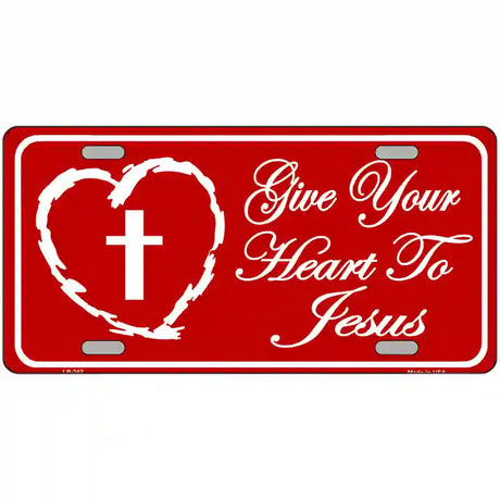 Give Your Heart To Jesus Metal Novelty License Plate 24" x 12" (LLP)