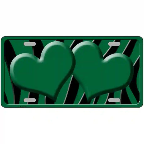 Green Black Zebra Green Centered Hearts Novelty License Plate 24" x 12" (LLP)