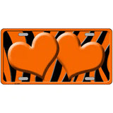 Orange Black Zebra Orange Centered Hearts Novelty License Plate 24" x 12" (LLP)