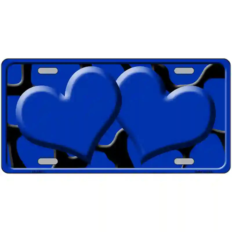 Blue Black Giraffe Blue Centered Hearts Novelty License Plate 24" x 12" (LLP)