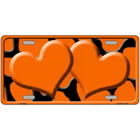 Orange Black Giraffe Orange Centered Hearts Novelty License Plate 24" x 12" (LLP)