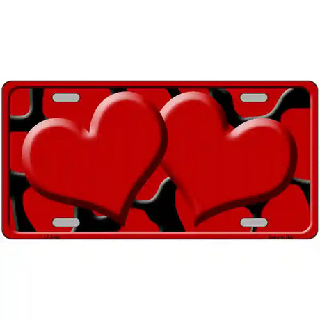 Red Black Giraffe Red Centered Hearts Novelty License Plate 24" x 12" (LLP)