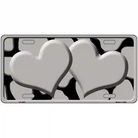 Grey Black Giraffe Grey Centered Hearts Novelty License Plate 24" x 12" (LLP)