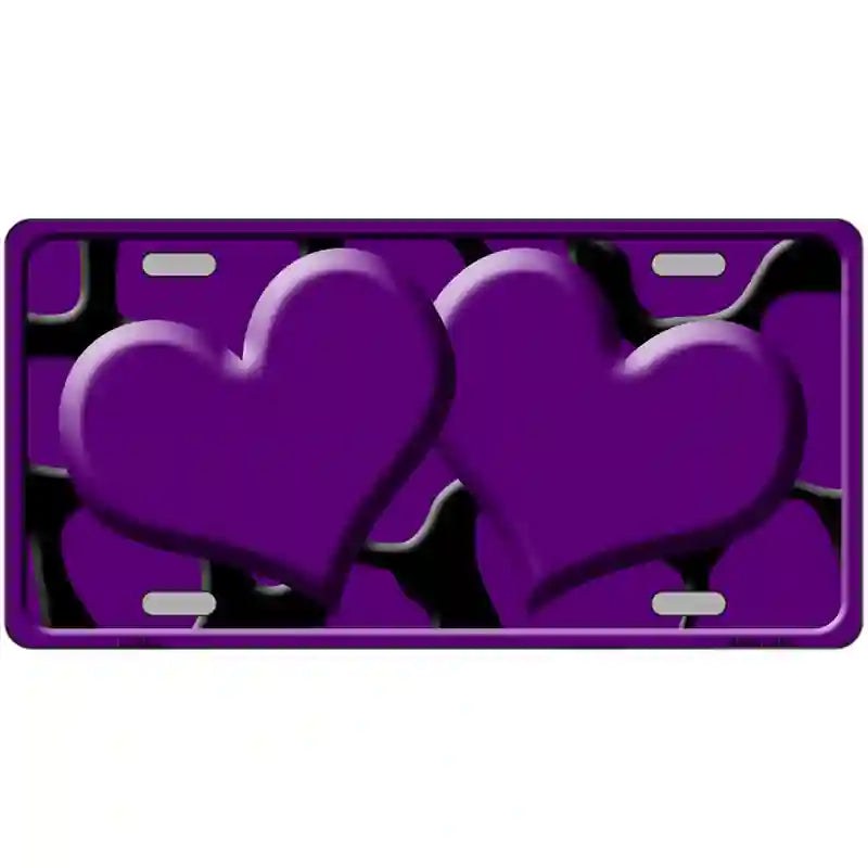 Purple Black Giraffe Purple Centered Hearts Novelty License Plate 24" x 12" (LLP)