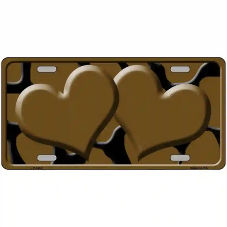 Brown Black Giraffe Brown Centered Hearts Novelty License Plate 24" x 12" (LLP)