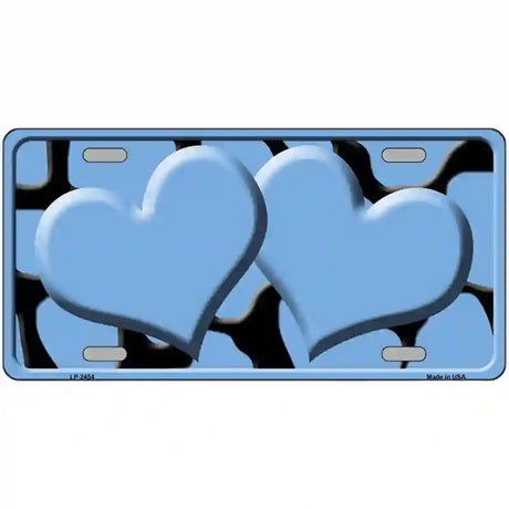 Light Blue Black Giraffe Light Blue Centered Hearts Novelty License Plate 24" x 12" (LLP)