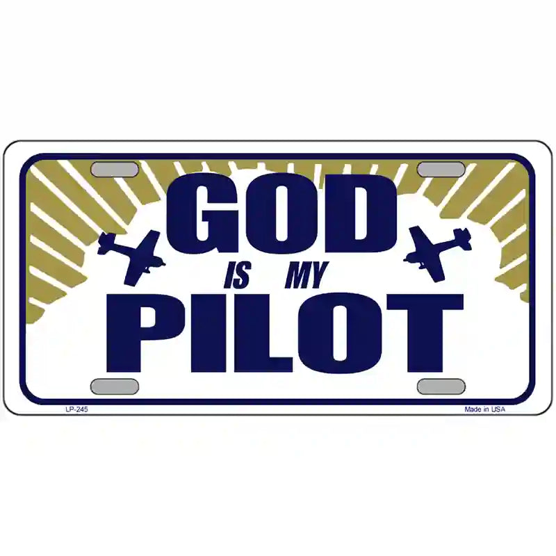 God Is My Pilot Metal Vanity Novelty License Plate 24" x 12" (LLP)