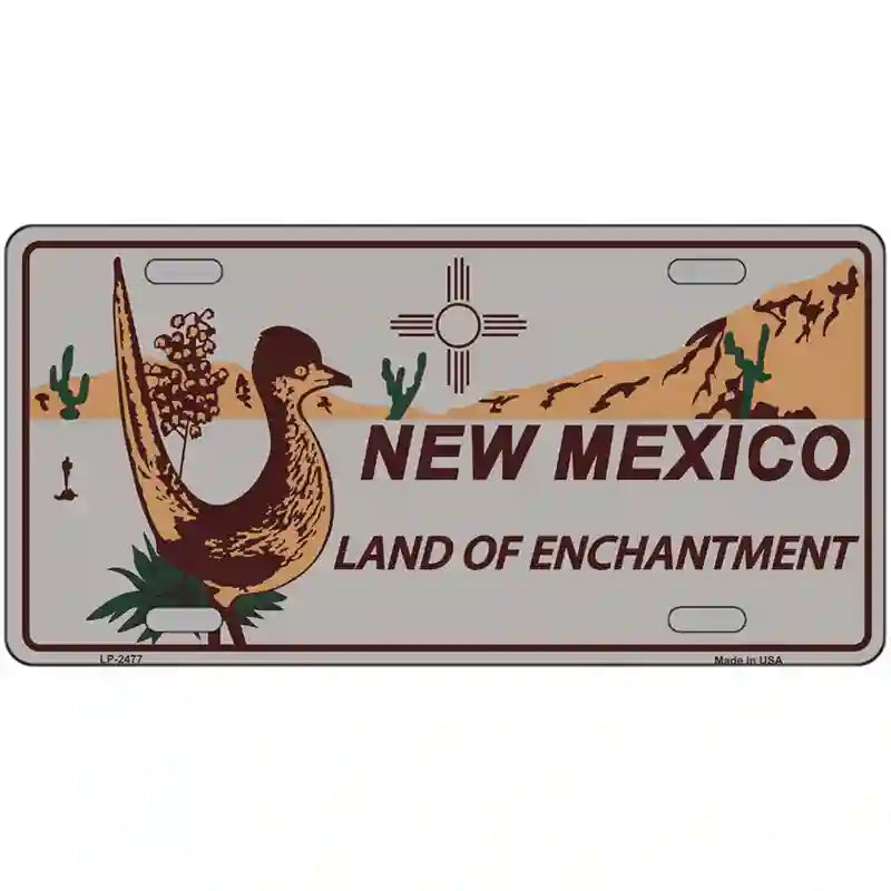 Roadrunner Gray New Mexico Metal Novelty License Plate 24" x 12" (LLP)