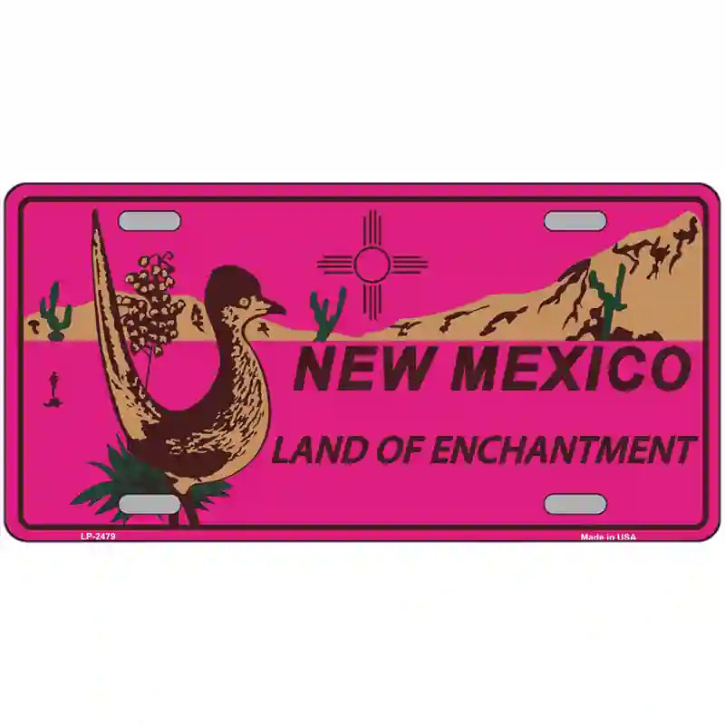 Roadrunner Pink New Mexico Metal Novelty License Plate 24" x 12" (LLP)