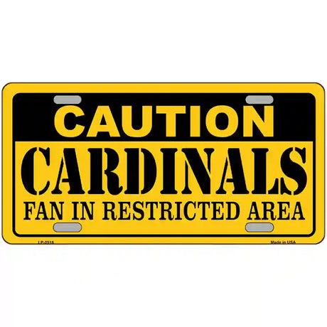 Caution Cardinals Metal Novelty License Plate 24" x 12" (LLP)