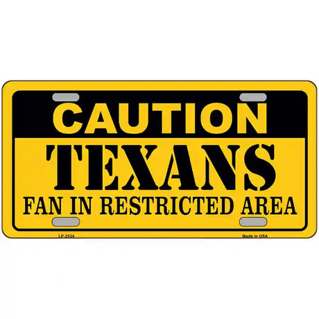 Caution Texans Metal Novelty License Plate 24" x 12" (LLP)