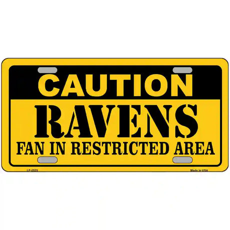 Caution Ravens Metal Novelty License Plate 24" x 12" (LLP)