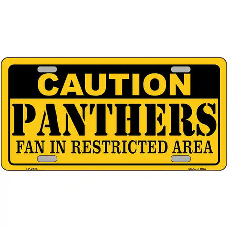 Caution Panthers Metal Novelty License Plate 24" x 12" (LLP)