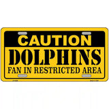 Caution Dolphins Metal Novelty License Plate 24" x 12" (LLP)