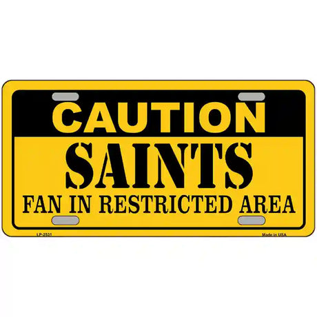 Caution Saints Metal Novelty License Plate 24" x 12" (LLP)