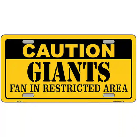 Caution Giants Metal Novelty License Plate 24" x 12" (LLP)