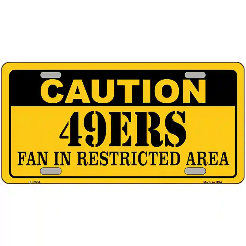 Caution 49ers Metal Novelty License Plate 24" x 12" (LLP)