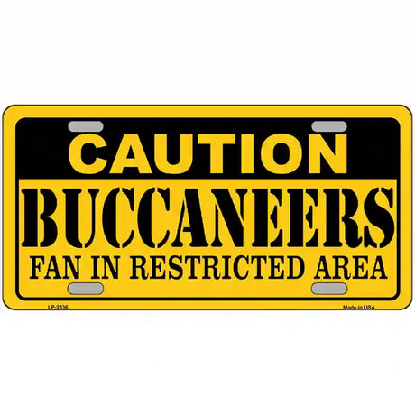 Caution Buccaneers Metal Novelty License Plate 24" x 12" (LLP)