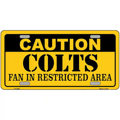 Caution Colts Metal Novelty License Plate 24" x 12" (LLP)