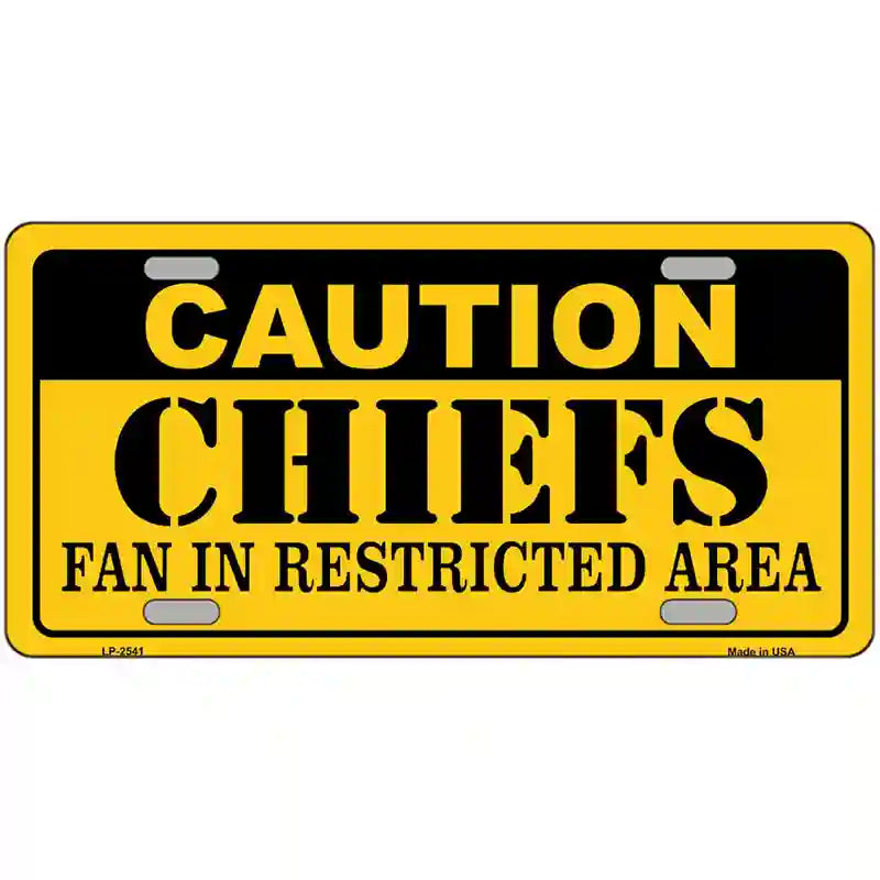 Caution Chiefs Metal Novelty License Plate 24" x 12" (LLP)