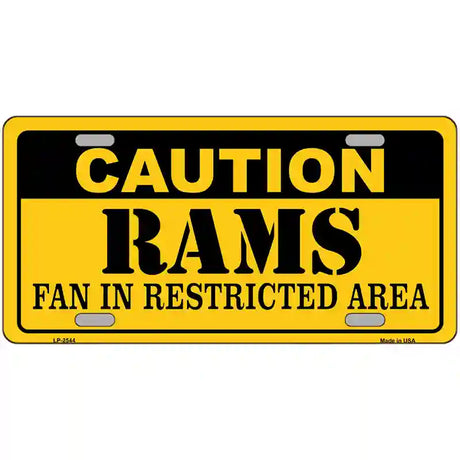 Caution Rams Metal Novelty License Plate 24" x 12" (LLP)