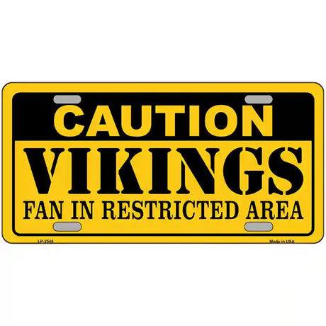 Caution Vikings Metal Novelty License Plate 24" x 12" (LLP)