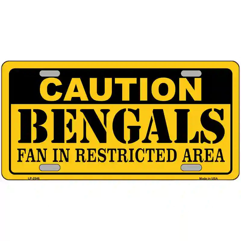 Caution Bengals Metal Novelty License Plate 24" x 12" (LLP)