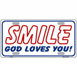 Smile God Loves You Metal Novelty License Plate 24" x 12" (LLP)