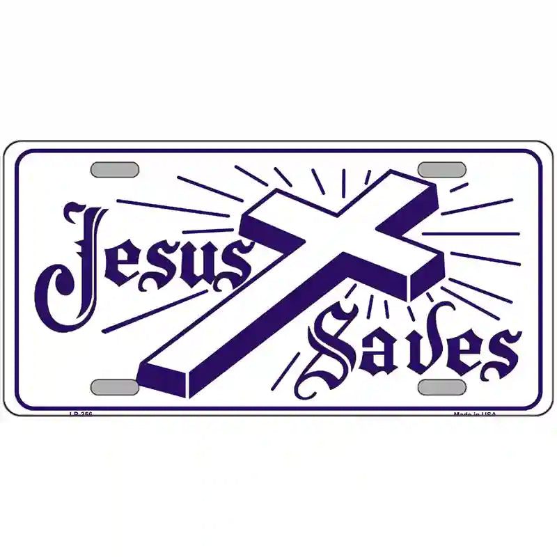 Jesus Saves Metal Novelty License Plate 24" x 12" (LLP)