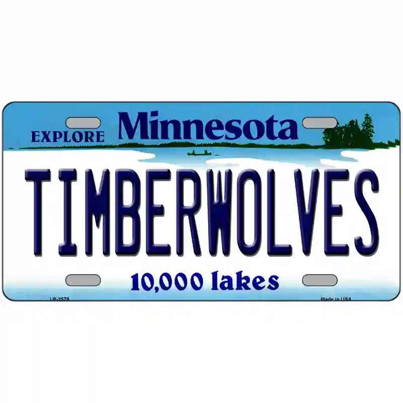 Timberwolves Minnesota Novelty State Metal License Plate 24" x 12" (LLP)