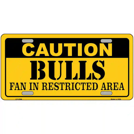 Caution Bulls Fan Metal Novelty License Plate 24" x 12" (LLP)