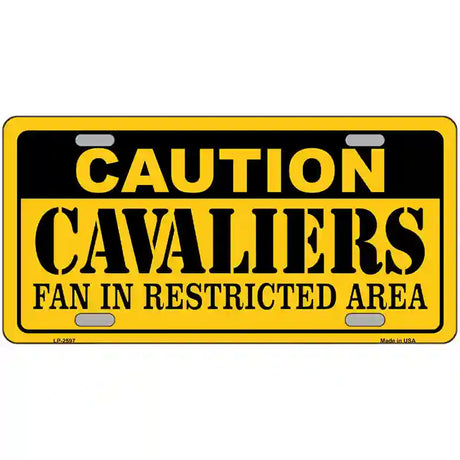 Caution Cavaliers Fan Metal Novelty License Plate 24" x 12" (LLP)