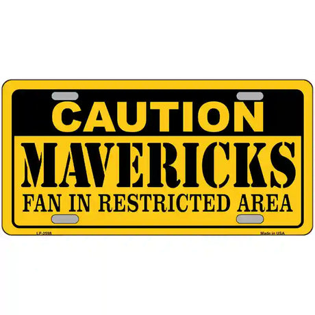 Caution Mavericks Fan Metal Novelty License Plate 24" x 12" (LLP)