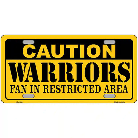 Caution Warriors Fan Metal Novelty License Plate 24" x 12" (LLP)