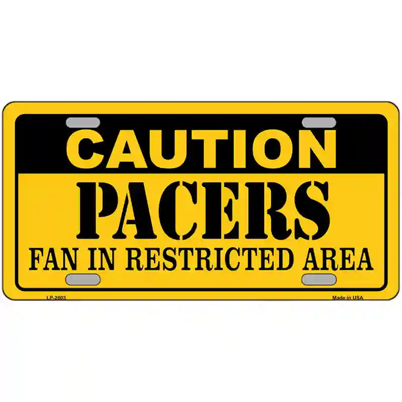 Caution Pacers Metal Novelty License Plate 24" x 12" (LLP)