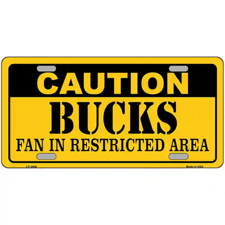 Caution Bucks Fan Metal Novelty License Plate 24" x 12" (LLP)