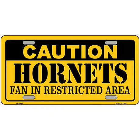 Caution Hornets Fan Metal Novelty License Plate 24" x 12" (LLP)