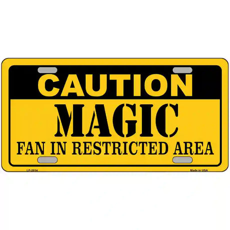 Caution Magic Fan Metal Novelty License Plate 24" x 12" (LLP)