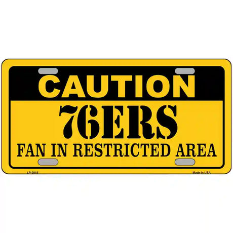 Caution 76ers Fan Metal Novelty License Plate 24" x 12" (LLP)