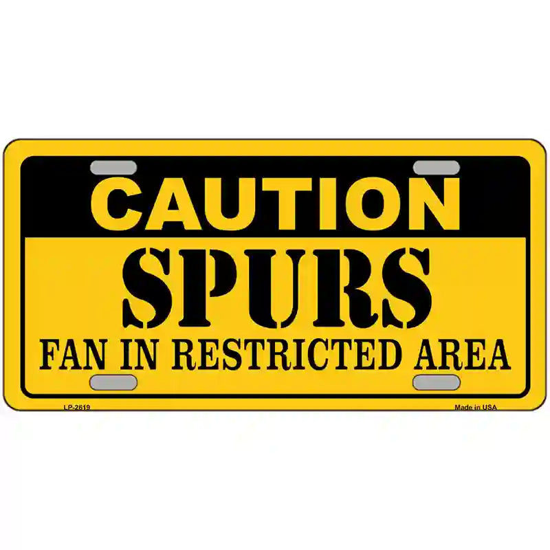 Caution Spurs Fan Metal Novelty License Plate 24" x 12" (LLP)