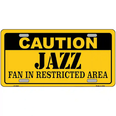 Caution Jazz Fan Metal Novelty License Plate 24" x 12" (LLP)