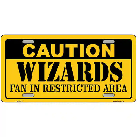 Caution Wizards Fan Metal Novelty License Plate 24" x 12" (LLP)