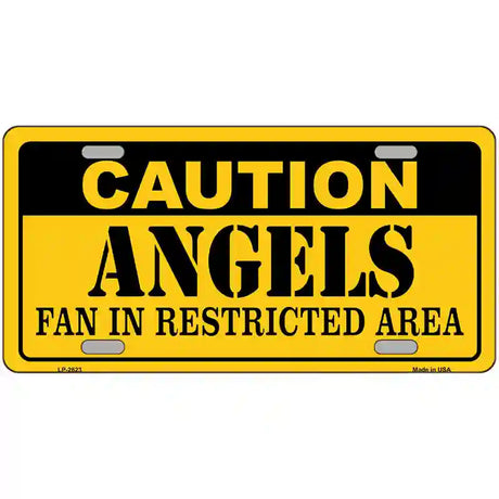 Caution Angels Fan Metal Novelty License Plate 24" x 12" (LLP)