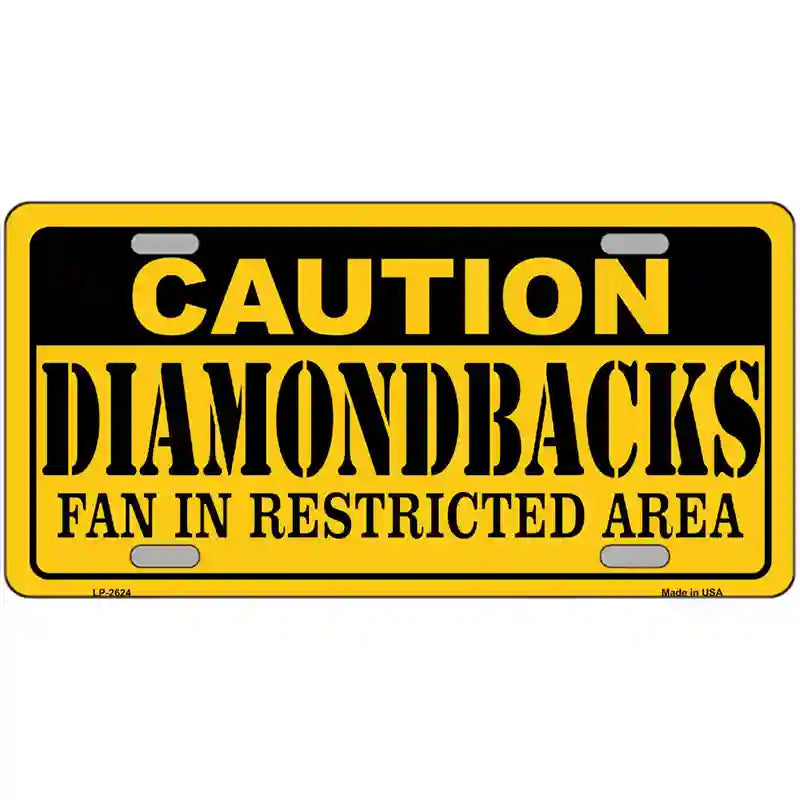 Caution Diamondbacks Fan Metal Novelty License Plate 24" x 12" (LLP)